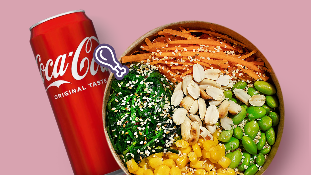 Hiyashi poke+Coca-cola